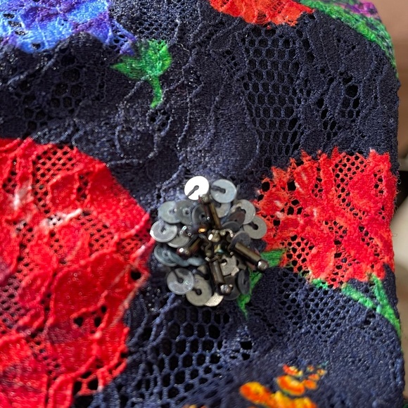 Badgley Mischka Navy Floral Sheath Dress - Picture 9 of 11